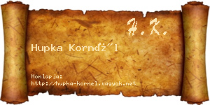 Hupka Kornél névjegykártya
